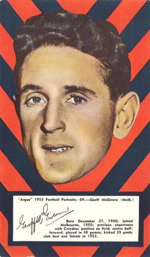 1953 Argus Football Portraits #69 Geoffrey McGivern Front